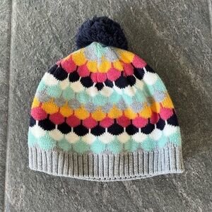 Hanna Andersson Geometric Print Knit Beanie Pom Pom Hat